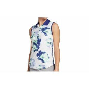 Lady Hagen Women's Painted Floral Sleeveless Golf Polo Henley NWT Size XXL